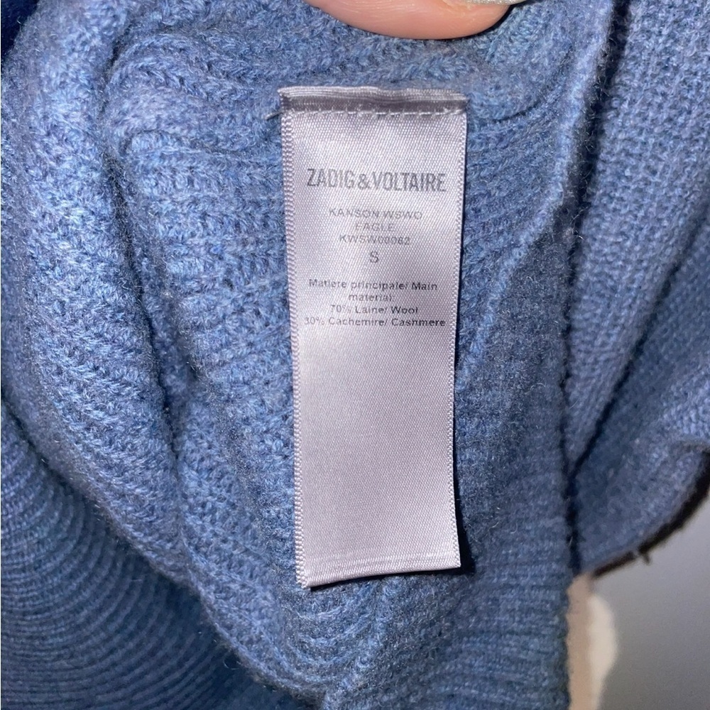 New! Zadig & Voltaire Kanson Phoenix Cashmere Blue Sweater 💙 Small ✨ Rare - Picture 13 of 13